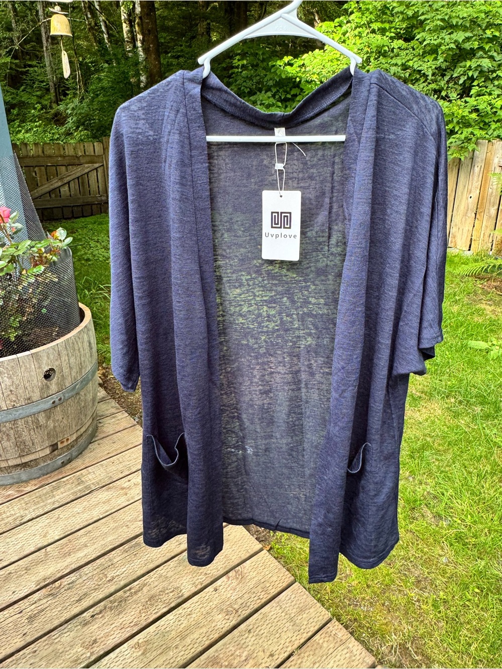 Love Sheer Navy Open-Front Top
